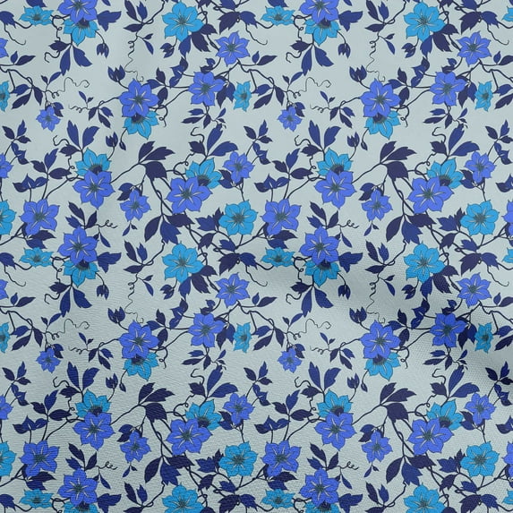 oneOone Cotton Jersey Medium Blue Fabric Floral Fabric For Sewing Printed Craft Fabric By The Yard 58 Inch Wide