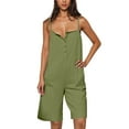 thumbnail image 2 of LADIGASU Women's Solid Color Loose Sleeveless Pocket Wide Leg Shorts Jumpsuit Overalls, 2 of 7