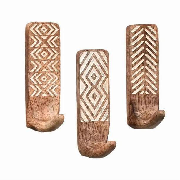 de madera para pared, prácticos ganchos para toallas, para cocina y baño, estilo bohemio, decorativos, para colgar sombreros, toallas,