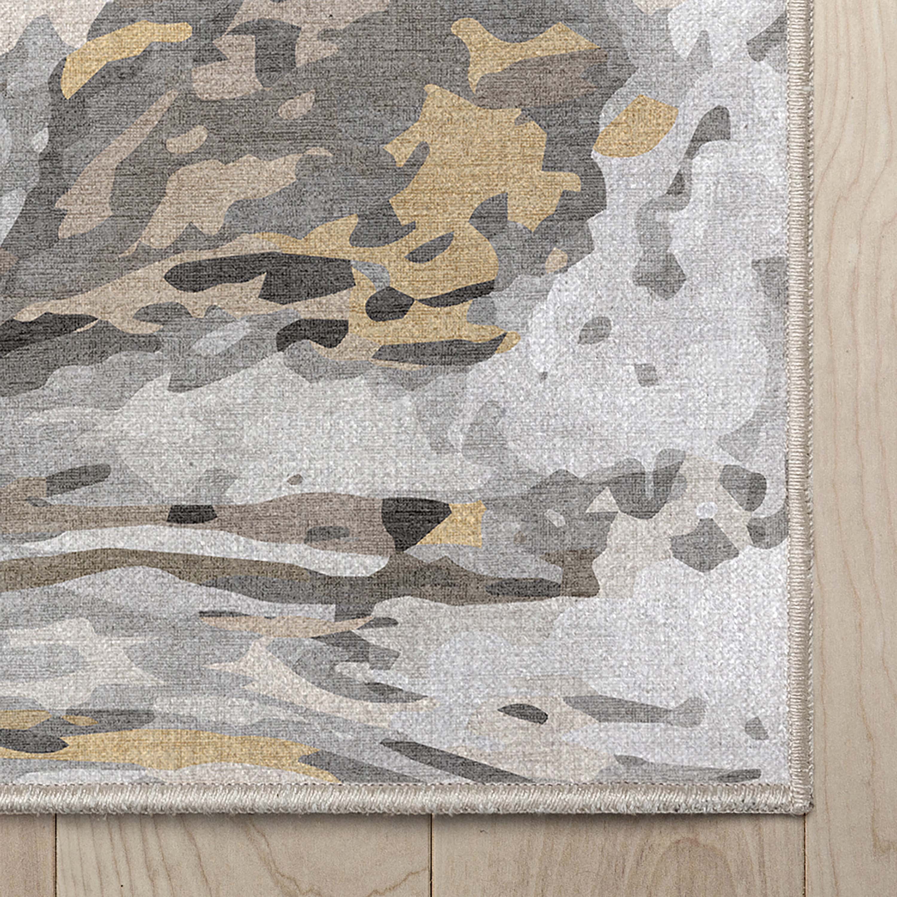 Well Woven Abstract Dunes Modern Retro Marble Flat-Weave Gray Gold 5'3" x 7'3" Area Rug