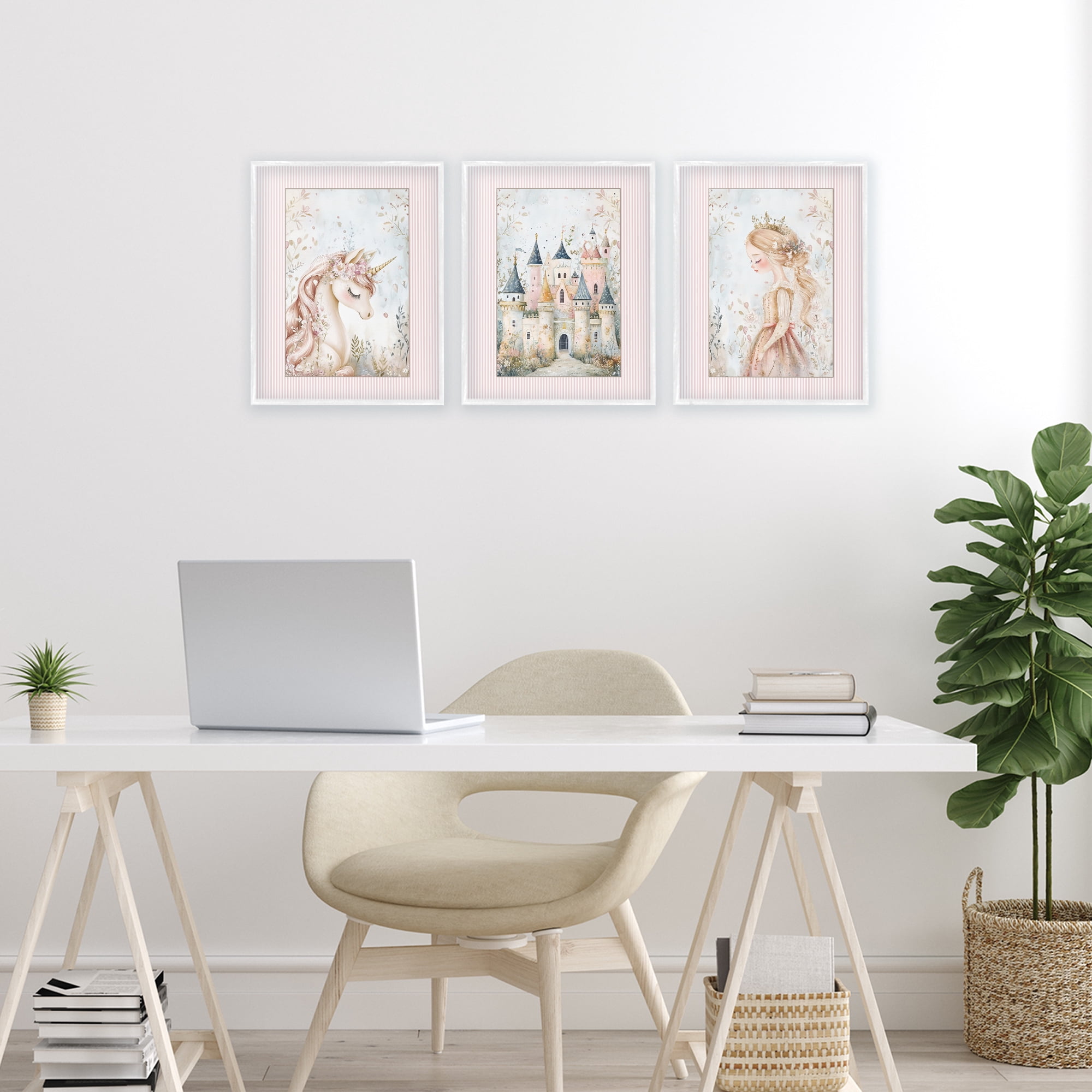 Stupell Industries Fantasy Enchanted Dreams 3 Piece White Framed Giclee Art Set, design by Christine Simpson Art