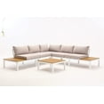thumbnail image 6 of Dextrus 6-Piece Aluminum Patio Furniture Set, Outdoor L-Shaped Sectional Sofa with Plastic Wood Side Table and Soft Cushion for Backyard Poolside, Porch(Beige), 6 of 8