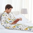 thumbnail image 6 of Naloa Dinosaur Men’s Pajamas Set - Long Sleeve Button Down Sleep Shirt and Pajama Bottoms Sleepwear Set-X-Large, 6 of 7