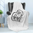 thumbnail image 4 of Romantic Soft Flannel Fleece Blanket, You Are Loved Hand Drawn Style Phrase in a Heart Shape with Stars and Little Dots, Cozy Plush for Indoor and Outdoor Use, 50" x 60", Black White, by Ambesonne, 4 of 5