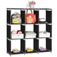 thumbnail image 4 of Black 3-Tier 9-Cube Storage Organizer - Steel & Waterproof Fabric Shelves for Bathroom, Kitchen, Office, 4 of 9