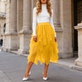 thumbnail image 2 of vigerkar Tulle Skirts for Women Midi Long Skirt Tutu A-Line Mesh Layered High Elastic Waist Skirts (Yellow, XL), 2 of 7