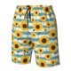 thumbnail image 4 of Balery White Blue Striped Sunflower Traje de Baño Estilo Hawaiano para Hombre, Shorts de Secado Rápido con Bolsillos-Small, 4 of 6