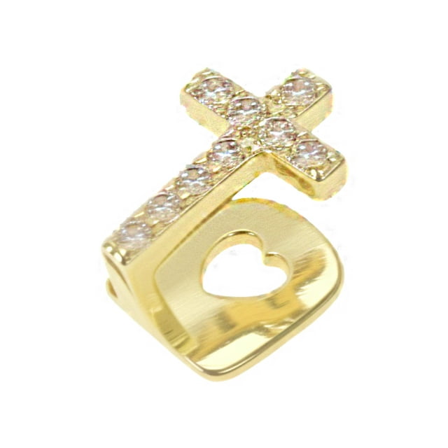 Unique Bargains 1 Set Fake Teeth Grills Fashion Cross for Hip Hop Gift Gold Tone