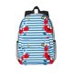 thumbnail image 1 of Disketp Red Funny Crab on Blue Stripe Mochila Escolar de 15 Pulgadas, Mochila Ligera para Estudiantes, Viajes y Trabajo, Cómoda y Resistente para el Uso Diario, 1 of 6