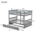 thumbnail image 3 of Full Over Full Bunk Bed with Trundle, Convertible 2-in-1 Wooden Bed Frame with Ladder & Guardrails, Space-Saving Bunk Bed for Teens, Adults, No Box Spring Needed, Grey, 3 of 7