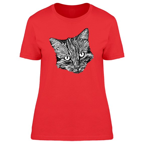 Stylized Cat Head B&W Tee Women's -Image by Shutterstock