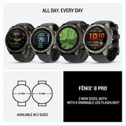 Garmin fenix 8 Pro 47mm, inReach Technology, Premium Connected Multisport GPS Smartwatch, AMOLED Display, Sapphire, Carbon Gray DLC Titanium with Black/Pebble Gray Silicone Band Bundle