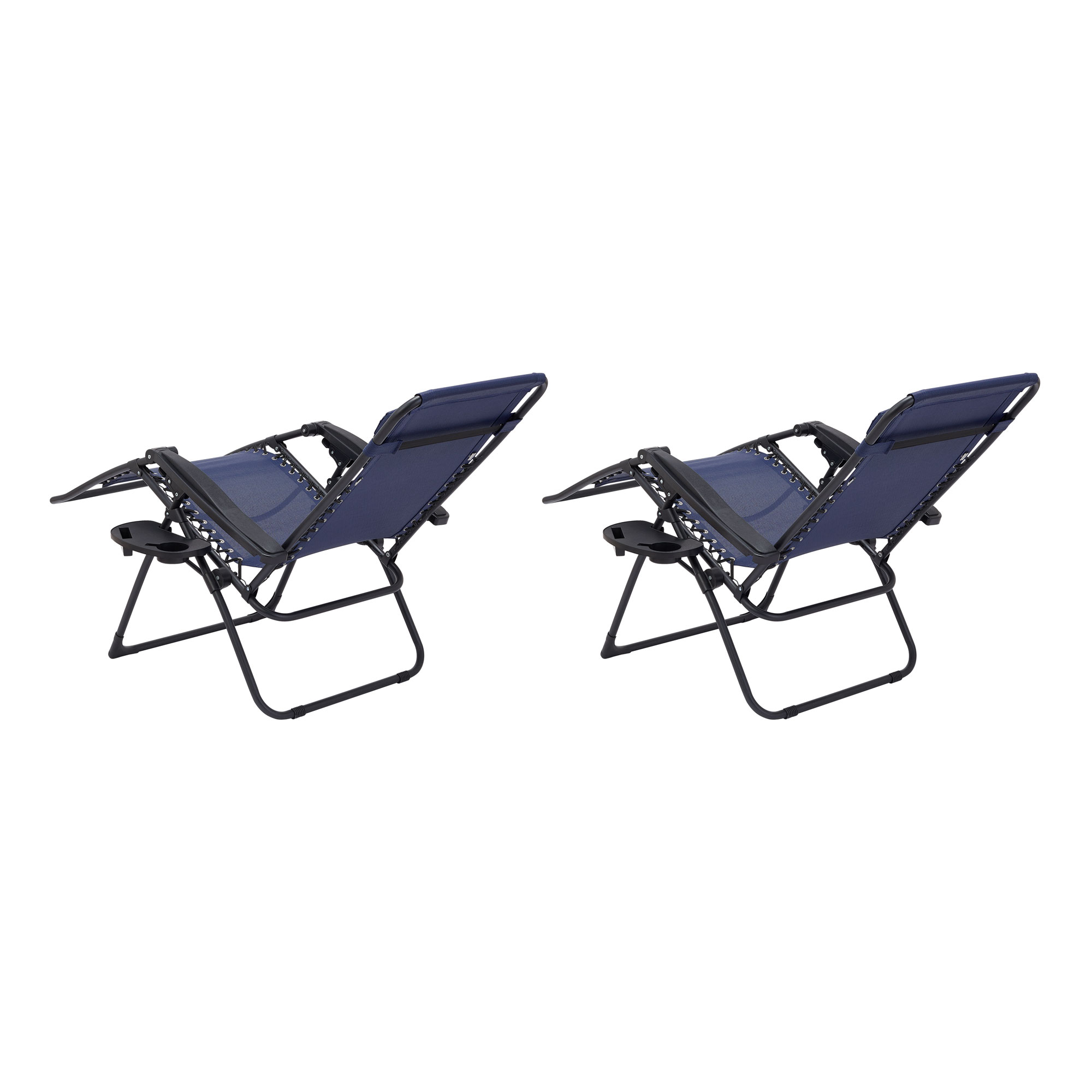 Mainstays Reclining Zero-Gravity Lounge Chair with Pillow and Cup Holder - Set of 2, Navy/Black - image 3 of 6