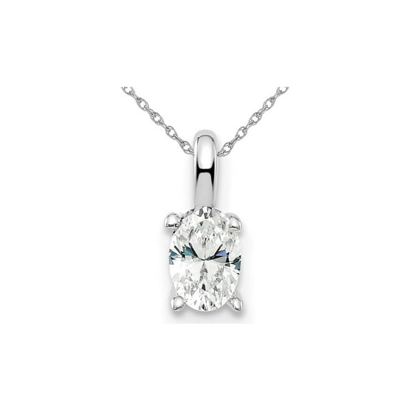1/3 Carat (Ctw H-I, SI1-SI2) Lab-Grown Diamond Solitaire Pendant Necklace in 14K White Gold with Chain for Women