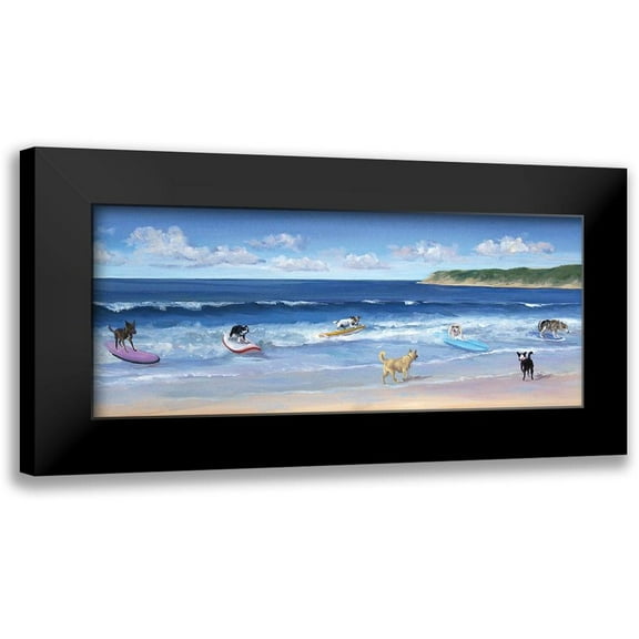 Saxe, Carol 14x8 Black Modern Framed Museum Art Print Titled - Hot Dogs Surf