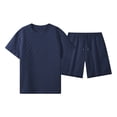 thumbnail image 6 of hotojiny Mens Short Sets Tracksuit 2 Piece Outfits Casual Summer Fashion Short Sleeve T Shirt and Textured Shorts for Workout(Dark Blue,XX-Large), 6 of 6