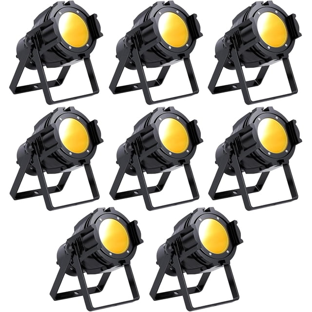 Spotlight COB 80W Warm & Cold DMX Strobe Par Light for Church, Concert, Wedding, Theater - 8Pack