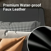 Allewie Full Size Platform Bed Frame with Curved Adjustable Headboard, Faux Leather Upholstered Style, 10 Mattress Recommended, Black