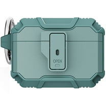 ELEHOLD Rugged Case compatible with Airpods Pro 2nd Gen 2022, Secure Lock Clip Full Body Hard Shell Shockproof Anti-Scratch Case with Carabiner Key-Chain for Airpods Pro 2 (2022),G