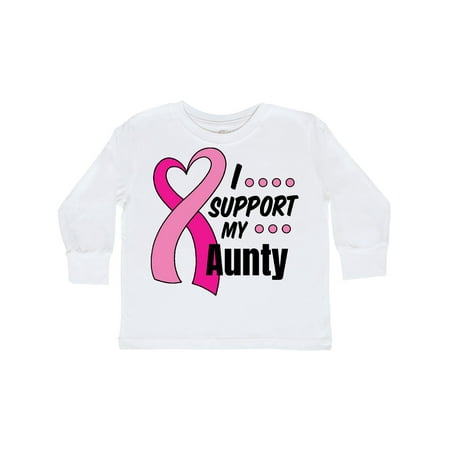 

Inktastic Breast Cancer Awareness I Support My Aunty with Pink Ribbon Gift Toddler Boy or Toddler Girl Long Sleeve T-Shirt