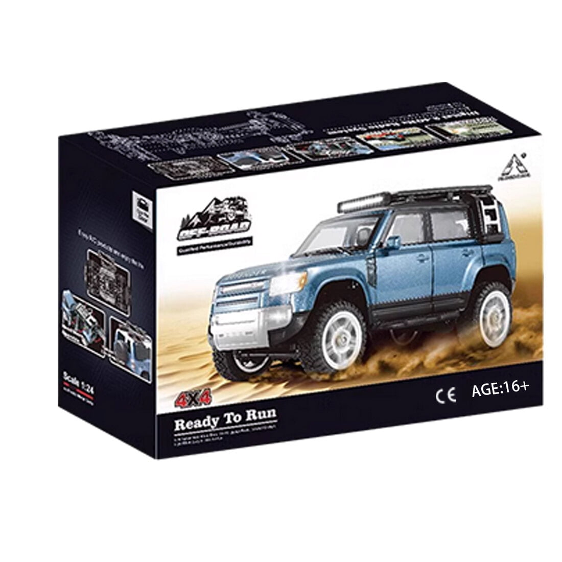 1/24 Scale 4WD RC Rock Crawler, 2.4G Alloy Body Off-Road Car with LED Lights, 4WD Electric Climbing Vehicle, Ready to Run Remote Control Truck for Adults