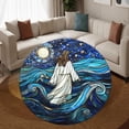 thumbnail image 3 of Round Area Rug, Jesus Art Design Non-Slip Floor Mat, Soft Washable Carpet for Living Room Bedroom Decor 31 Inch, 3 of 6