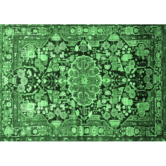 Ahgly Company Indoor Rectangle Animal Emerald Green Traditional Area Rugs, 2' x 5'