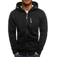 thumbnail image 1 of Kmbangi Hooded Jacket Solid Color Long Sleeve Sweatshirt with Zipper Pocket, 1 of 9