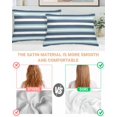 thumbnail image 3 of Blue Striped Pillow Cases Queen Size Set of 2, Smooth Satin Pillowcase for Hair and Skin, Modern Gradient Abstract Lines Aesthetic Decorative Cooling Bed Pillow Covers with Zipper, 20x30 Inches, 3 of 5