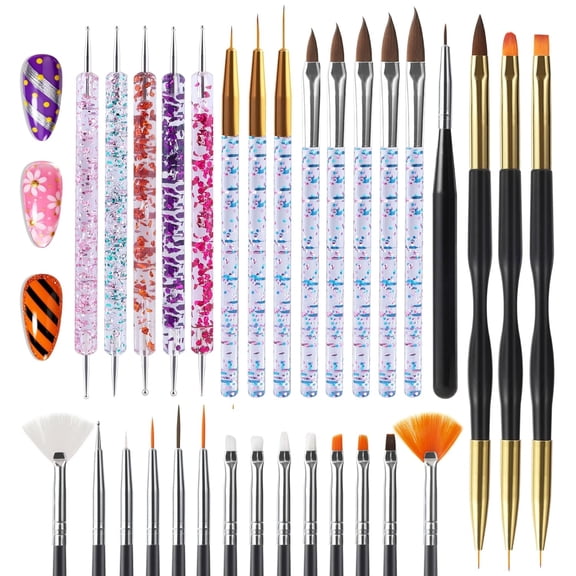 Nail Art Brushes, Nail Art Tool Set, Dotting Tools, Dust Brush,Striping Brushes for Long Lines, Drawing Pen For Gel Polish Design supply
