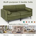 thumbnail image 2 of Demi Bonn Sectional Sofa Couch, Loveseat Sofa, Modern Loveseat Sofa with 2 Bolsters and Side Storage Pocket, for Living Room, Army Green, 2 of 7