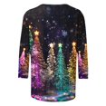 thumbnail image 4 of Fiudx Ofertas Relámpago Camiseta con Estampado Navideño a La Moda para Mujer, Blusa con Mangas 3/4, Tops Informales con Cuello Redondo, 4 of 5