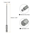 thumbnail image 2 of Uxcell 5Pcs Ball End Hex Head Wrench Screwdriver Bit H1.5 1/4" Hex Shank 4" Long Metric Magnetic S2 Steel, 2 of 6