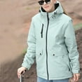 thumbnail image 3 of Womens Zip Up Jacket Womens Lightweight Raincoats Rain Jackets Plus Size Waterproof Trench Coats with Hooded Outdoor Packable Windbreaker Womens Raincoats Waterproof with Hood, 3 of 4