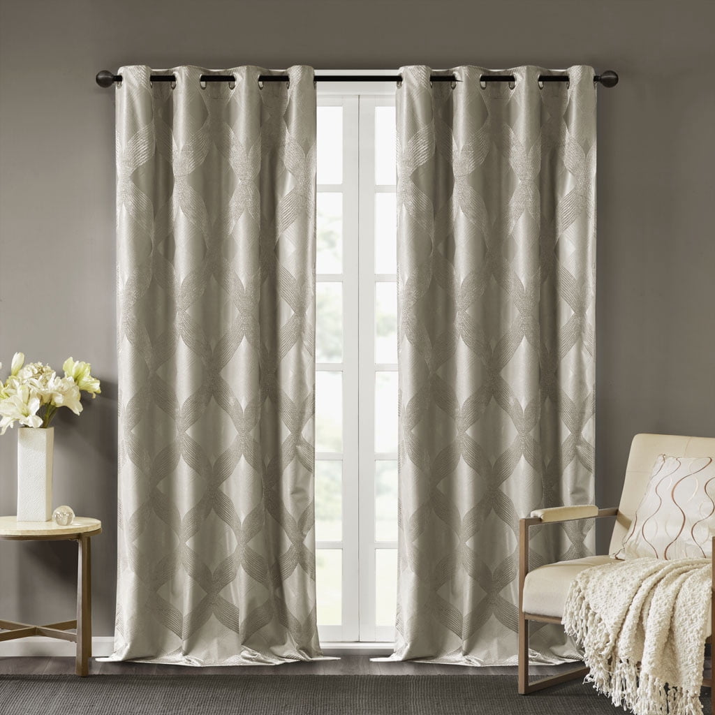 MAYEERTY Ogee Knitted Jacquard Curtain Panel - Total Blackout, Single