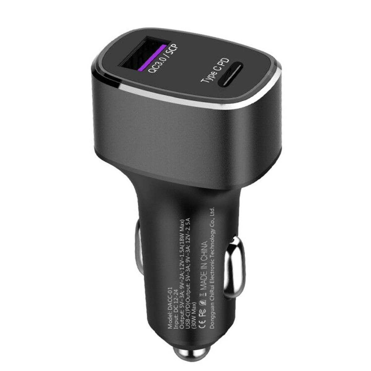 USB C Car Charger Amicable 2 Port Car Charger PD 30W &QC3.0 18W Fast