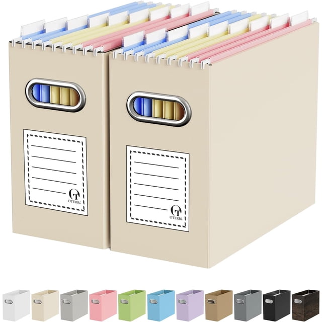 Caja Organizadora de Archivos de Cartón para Carpetas Colgantes, Caja de Archivos para Escritorio de Computadora, Archivador, Trabajo en Casa, Oficina, Aula (Beige)