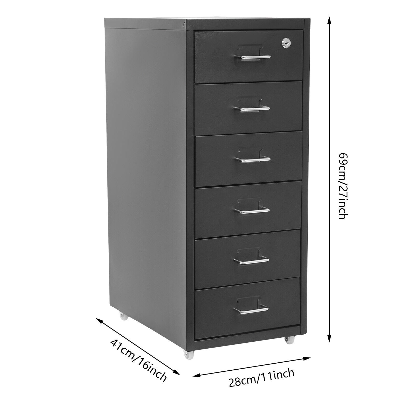 Cold-rolled Steel Vertical File Cabinet, Black Metal File Cabinet with Lock, Filing Cabinet