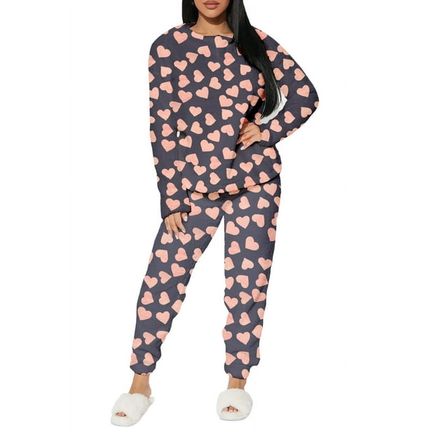 Conjunto de Pijama para Mujer Shendy Vendy Manga Larga Cuello Redondo con Estampado Transpirable