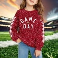 thumbnail image 2 of Fshinging Toddler Girls Football Sweatshirts Tops Game Day Letter Sequin Graphic Long Sleeve Crew Neck Kids Hoodie Tops Size 3-4 Years, 2 of 4