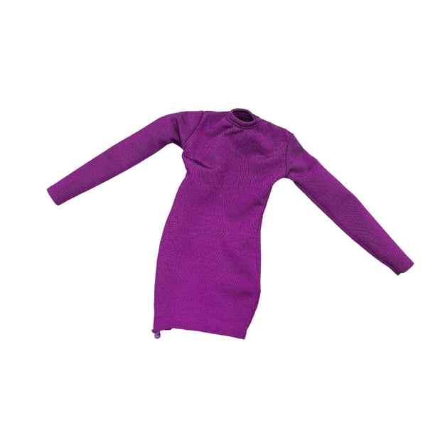 Figura de mujer coleccionable a escala 1/6, ropa de moda, vestido corto liso Violeta