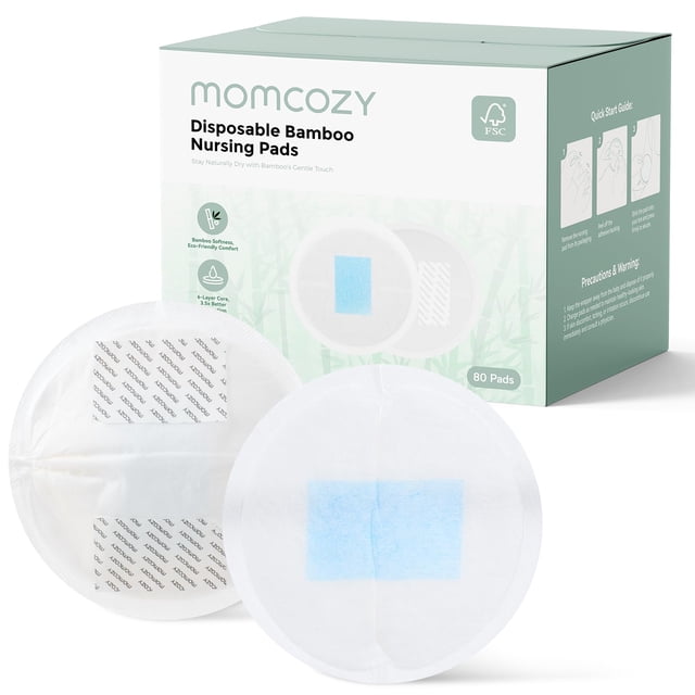 Almohadillas de lactancia desechables Momcozy Bamboo, 80 unidades