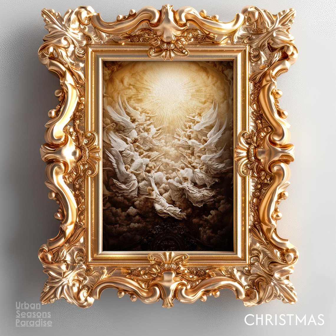 Nativity Jesus And Angel Christian Christmas Faith Wall Art Unframed Paper Print