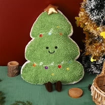 Anhility 17.71in Christmas Throw Pillow Toys Santa Claus Xmas Tree Reindeer Bells Pillow Stuffed Plush Soft for Christmas Winter Party Outdoor Bedroom Cushion Decoration, Green