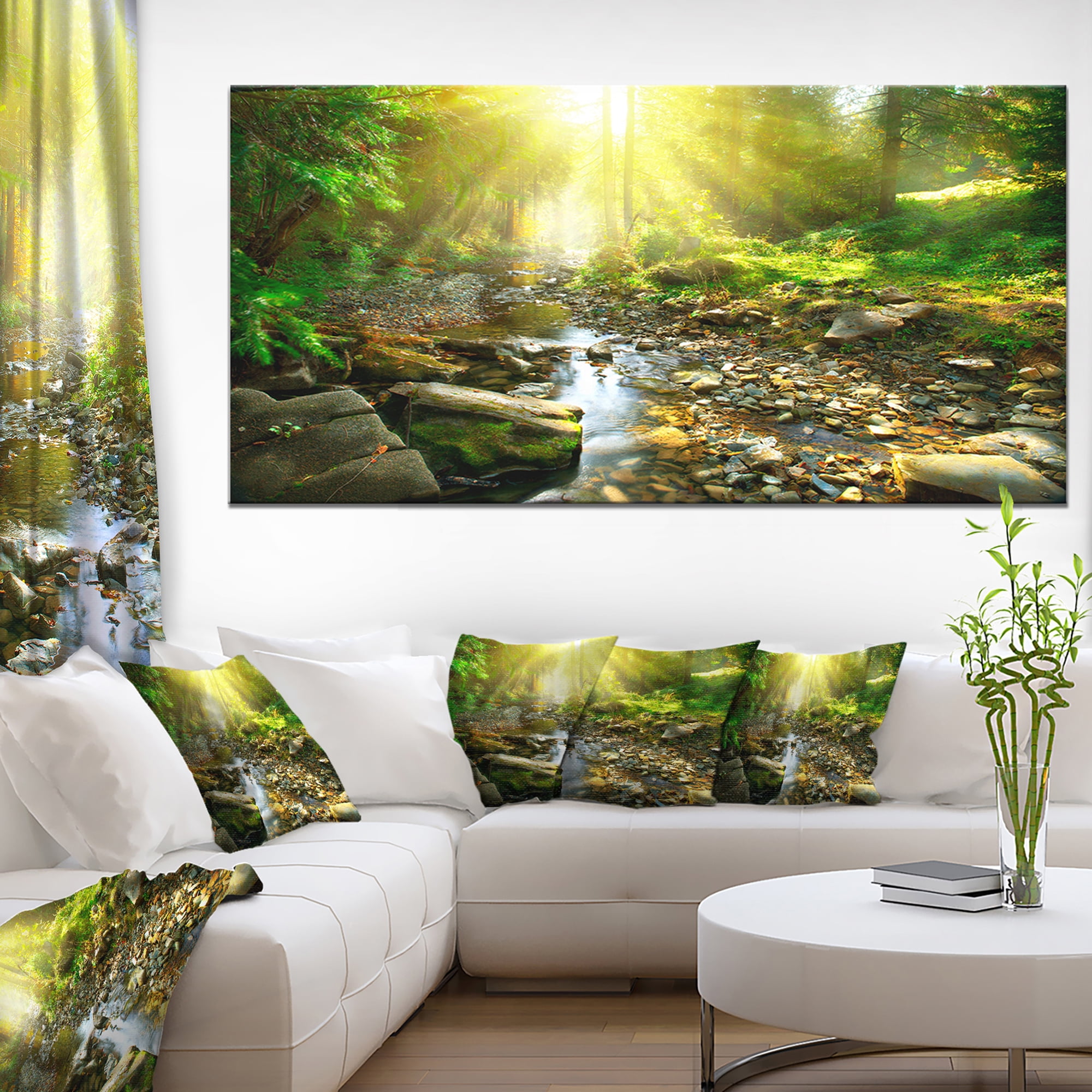 Designart 'Mountain Stream in Forest ' Landscape Photography Canvas Print