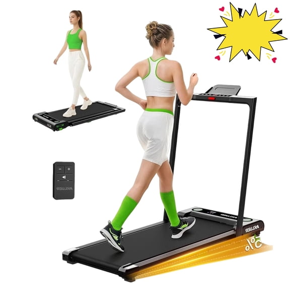 Akluer Walking Pad Treadmill with 5% Incline & Handrail, 2.5HP Folding Treadmill for Home, LED Display, Remote Control, Quiet Motor, 330 lbs Capacity