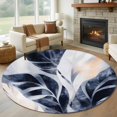 thumbnail image 3 of Abstract Black Leaf Round Area&nbsp;Rug 8ft Summer Leaves Watercolor Plant Non-Slip&nbsp;Washable Circle Rugs Soft Felt Indoor Floor Mat for Bedroom Kitchen Living Room Bathroom, 3 of 9