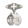 thumbnail image 1 of Sterling Silver Baby Badge with ST. CAMILLUS of LELLIS/Doctors Charm and Badge Pin with Cross 1 X 3/4 inches, 1 of 1