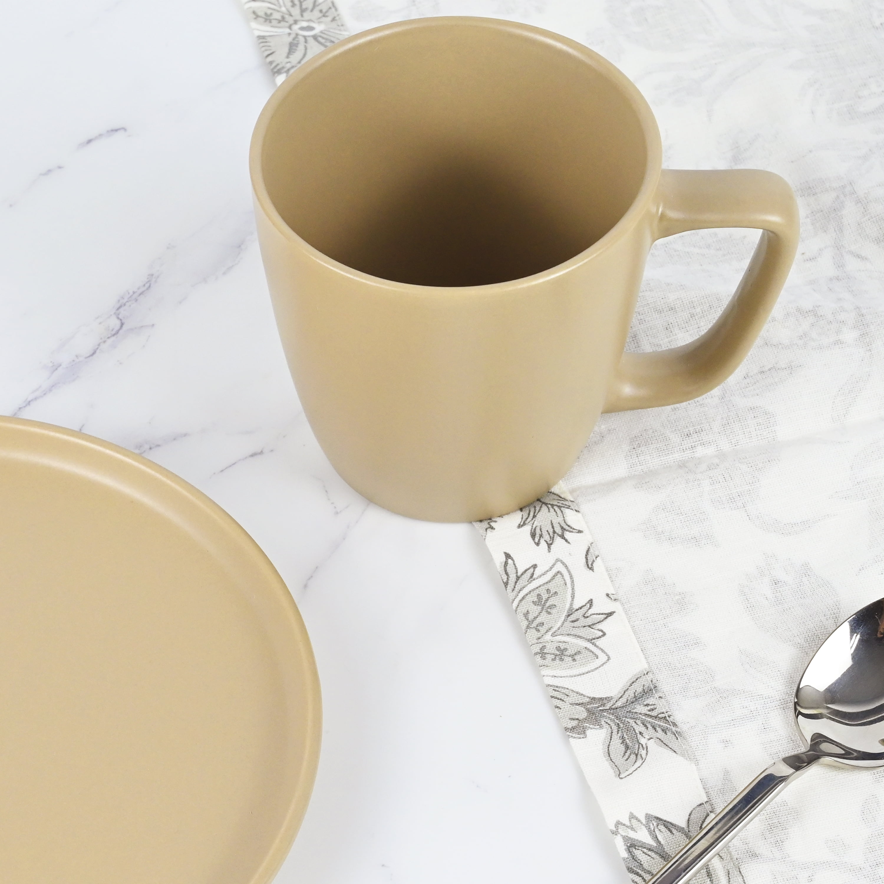 (4 pack) Mainstays Alessandra 14 oz Solid Matte Brown Stoneware Mug