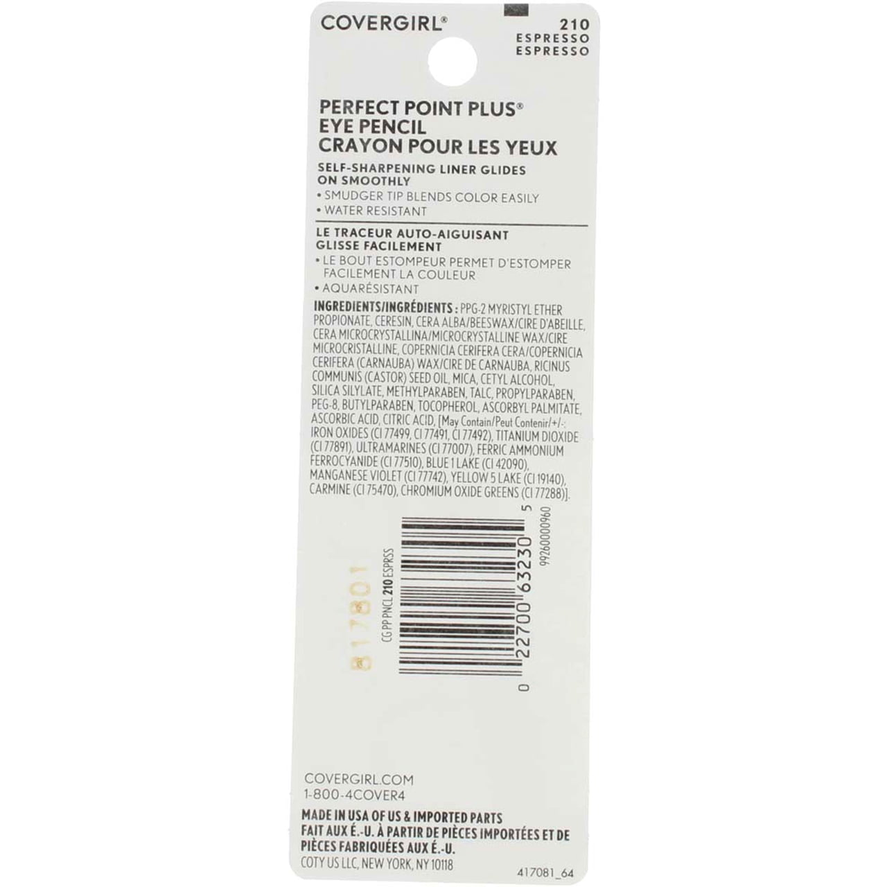 CoverGirl Perfect Point Plus Self Sharpening Eye Pencil, Espresso [210], 0.008 oz (Pack of 3)